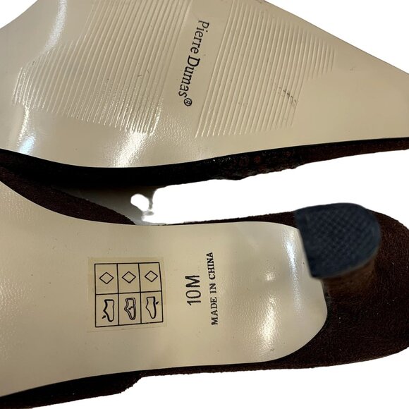 Pierre Dumas Heels Womens Size 10 M Brown Pointed Toe Slide On Shoes Vintage Y2K - Picture 8 of 12